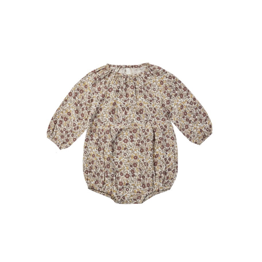 Rylee And Cru Rylee + Cru Baby Long Sleeve Bubble Romper Autumn Floral Romper