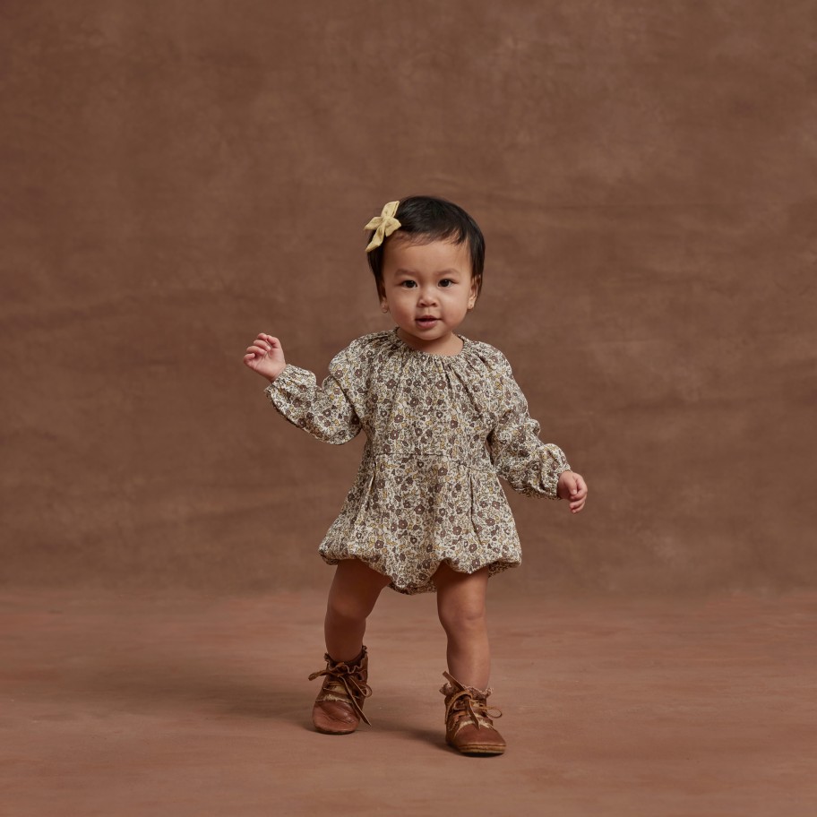 Rylee And Cru Rylee + Cru Baby Long Sleeve Bubble Romper Autumn Floral Romper