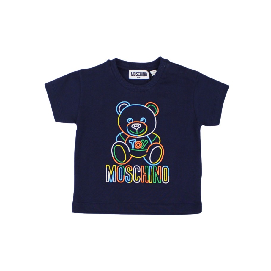 Moschino Moschino Baby Rainbow Embroidered Bear T Shirts Navy Shirts