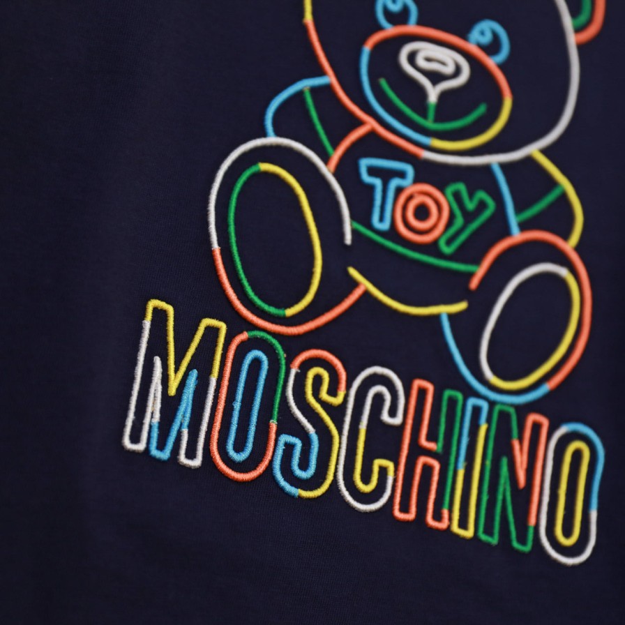 Moschino Moschino Baby Rainbow Embroidered Bear T Shirts Navy Shirts