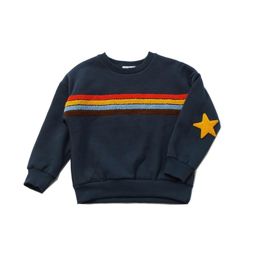 Petite Hailey Petite Hailey Rainbow Star Sweatshirts Navy Sweatshirts