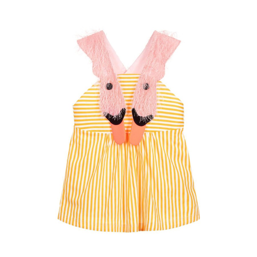 WAUW CAPOW by BANGBANG Wauw Capow By Bangbang Palma Yellow Swans Dungaree Dress Dungaree