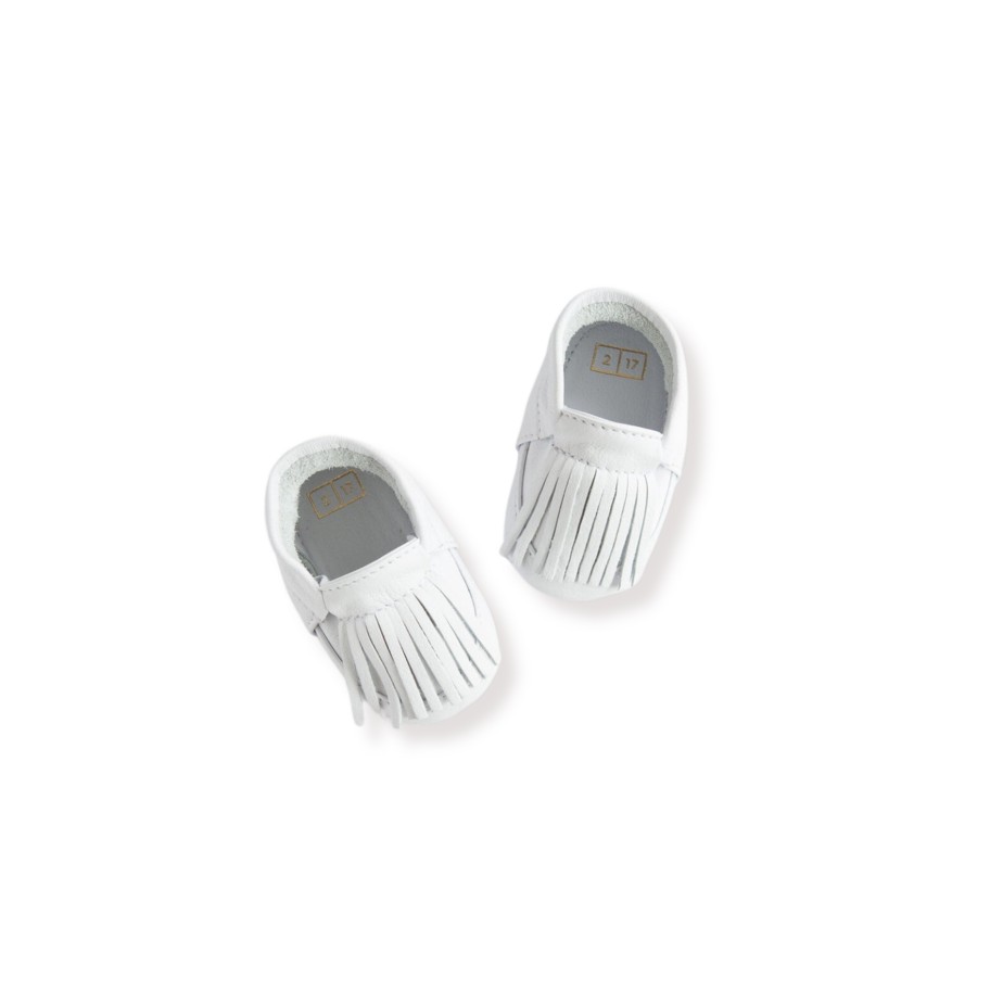 ili + charlie Ili + Charlie Fringe Leather Moccasin White* Final Sale Shoes