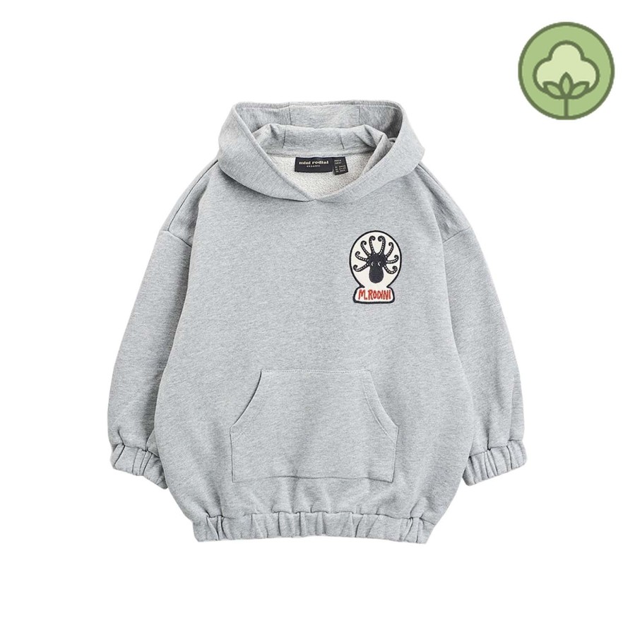 Mini Rodini Mini Rodini Octopus Kids Hoodie Grey Melange Hoodies