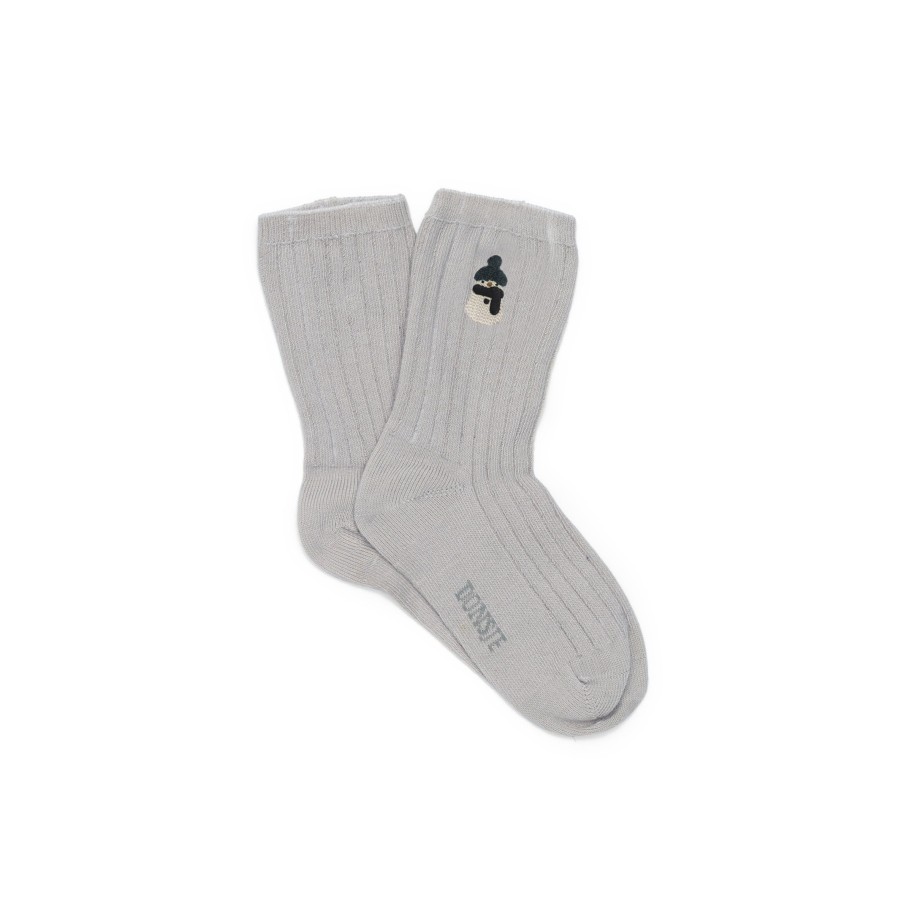 Donsje Donsje Lala Socks |Snowman | Soft Grey Socks