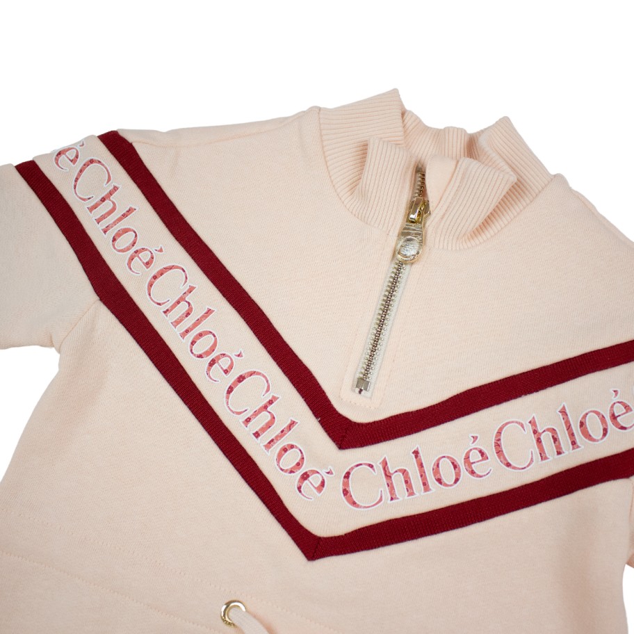 Chloé Kids Chloe Kids Girls Pink Logo Sweatshirt Dress Dresses