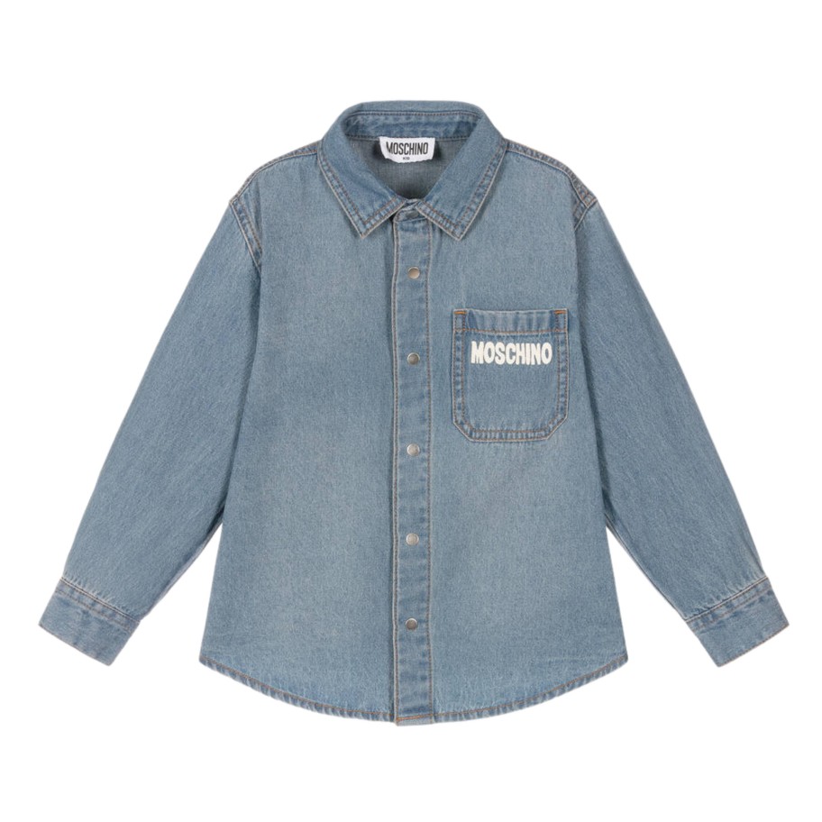 Moschino Moschino Kids Logo-Print Long-Sleeve Denim Shirt Shirts