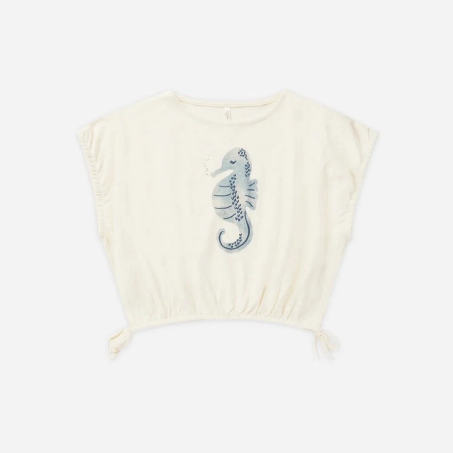 Rylee And Cru Rylee + Cru Cropped Cinched Tee || Seahorse Shirt