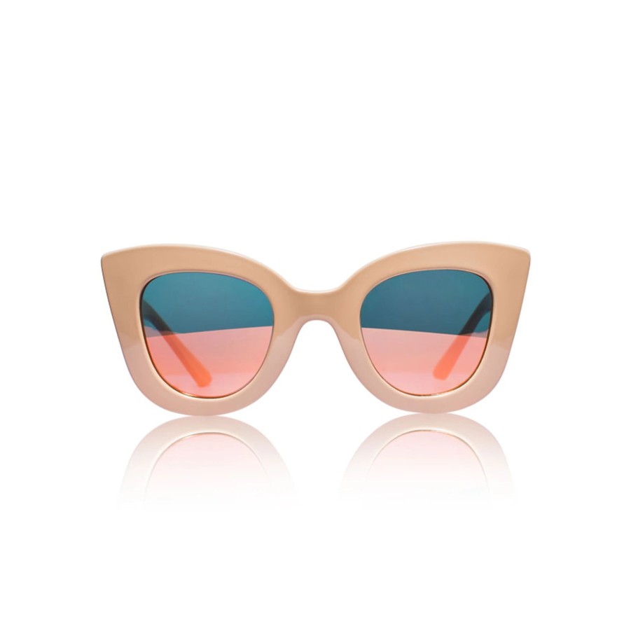 Sons + Daughters Eyewear Sons + Daughters Eyewear Cat Cat Sunglasses- Tan W/Mirrow Sunglasses