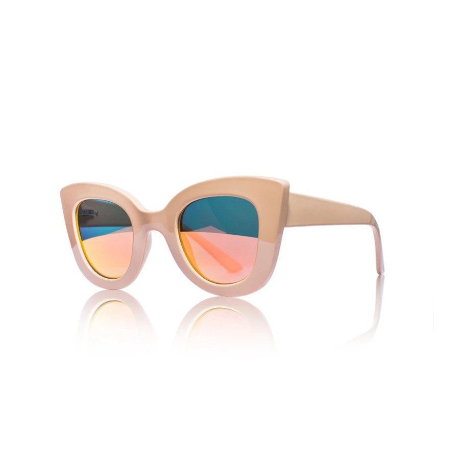 Sons + Daughters Eyewear Sons + Daughters Eyewear Cat Cat Sunglasses- Tan W/Mirrow Sunglasses