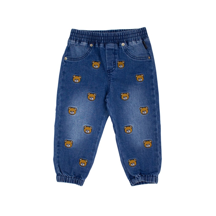 Moschino Moschino Kids Baby Embroidered Teddy Bear Jeans Pants