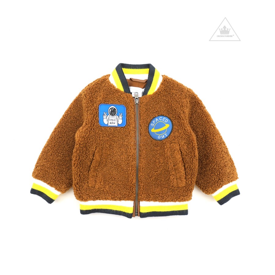 Stella McCarney Kids Stella Mccartney Kids Baby Boy Teddy Jacket With Patches Brown Jackets