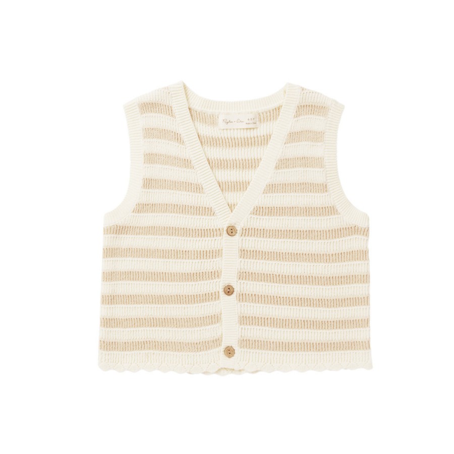 Rylee And Cru Rylee + Cru Knit Vest || Sand Stripe New