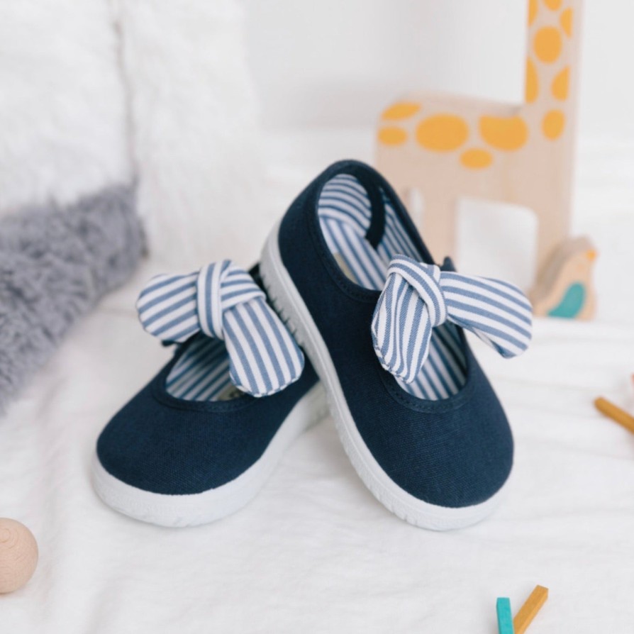 Victoria Victoria Kids Canvas Bow Mary Janes Marino Shoes