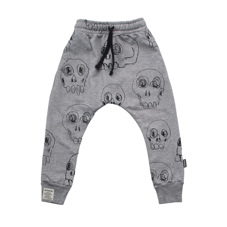 Nununu World Nununu World Scribbled Skulls Baggy Pants Grey Pants