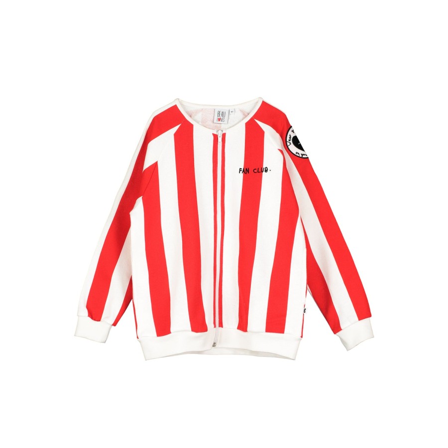 Beau Loves Beau Loves Zip Jacket, Ecru/Tomato Red, Fresh Air Club Jackets