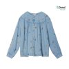 Stella McCarney Kids Stella Mccartney Kids Girl Embroidered Flowers Denim Shirt Blouses