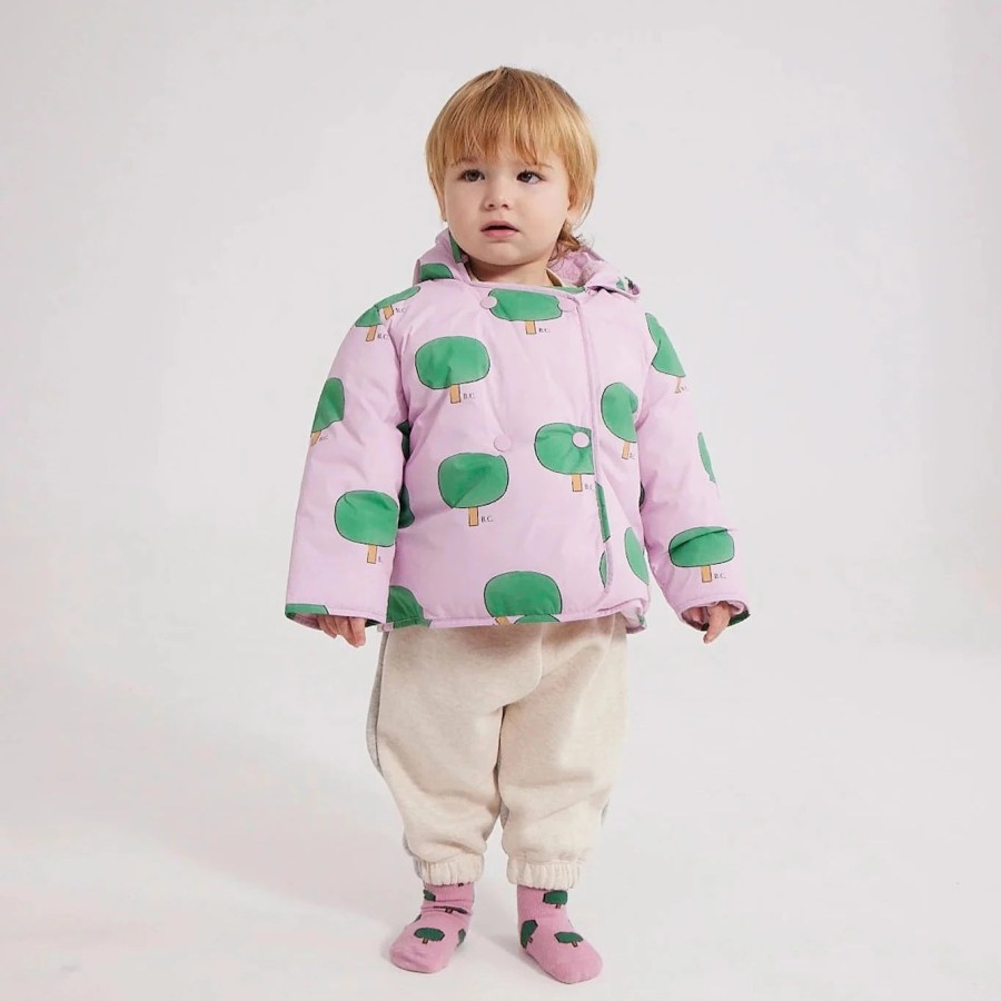 Bobo Choses Bobo Choses Baby Green Tree All Over Hooded Puffer Jacket Jackets