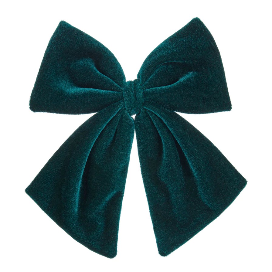 Mimi&Lula Mimi&Lula Forest Green Velvet Bow Clip Accessories