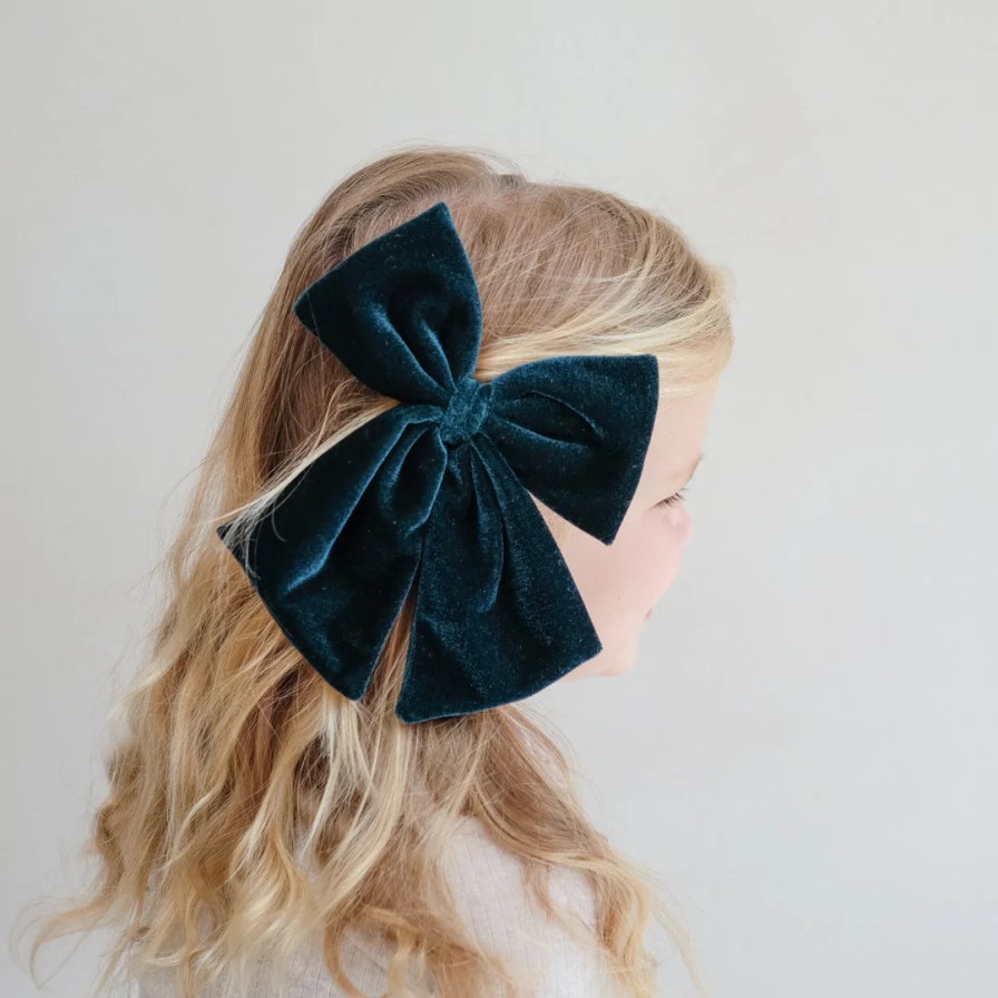 Mimi&Lula Mimi&Lula Forest Green Velvet Bow Clip Accessories