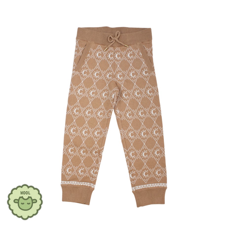 Chloé Kids Chloe Kids Girls Beige Logo Knit Pants Pants