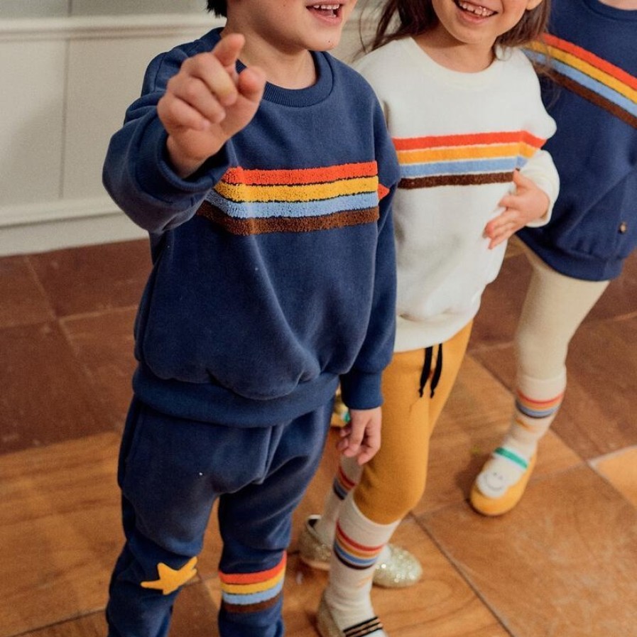 Petite Hailey Petite Hailey Rainbow Star Sweatpants Navy Pants