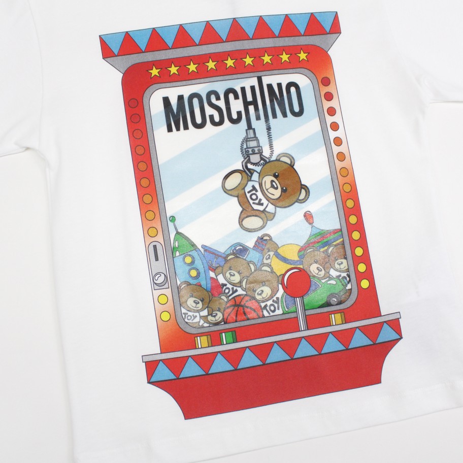 Moschino Moschino Kids White Cotton Fairground Logo Maxi T-Shirt Shirt