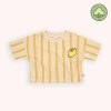 CARLIJNQ Carlijnq Stripes Yellow - Cropped Crewneck T-Shirt With Embroidery Shirt