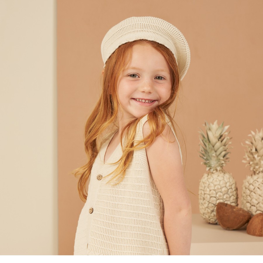 Rylee And Cru Rylee + Cru Crochet Beret Hat Natural New