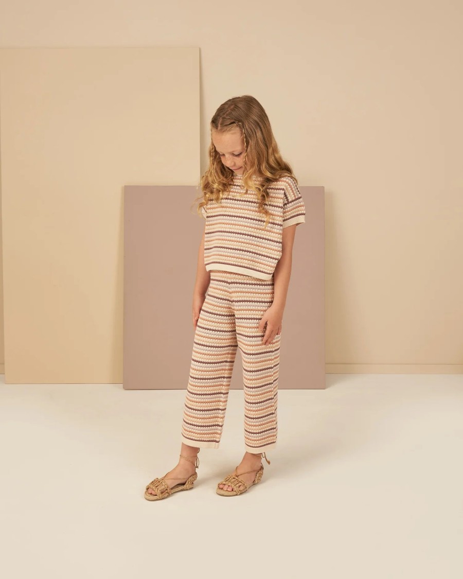 Rylee And Cru Rylee + Cru Knit Wide Leg Pant || Honeycomb Stripe New