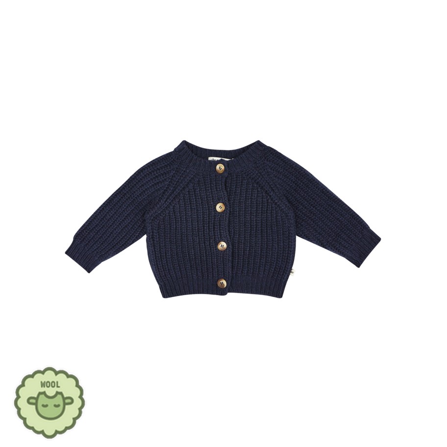 The New Society The New Society Easy Rib Baby Cardigan Navy Cardigans