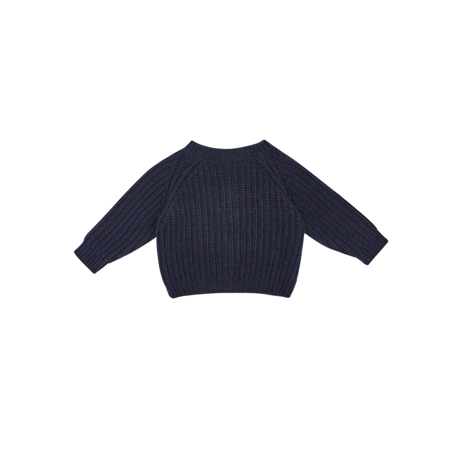 The New Society The New Society Easy Rib Baby Cardigan Navy Cardigans