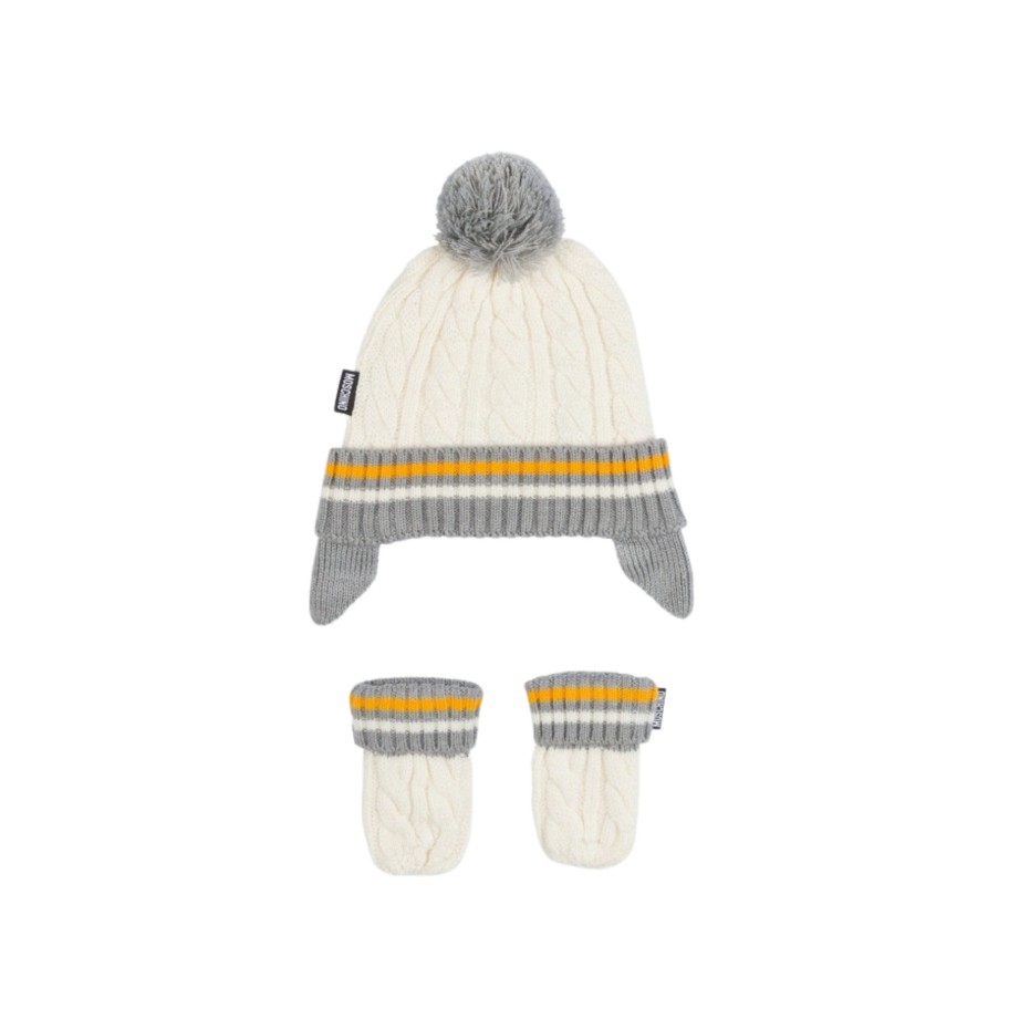 Moschino Moschino Kids Baby Cable Knit Hat Set In Gift Box Hats