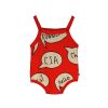 Beau Loves Beau Loves Knit Baby Romper, Ecru/Tomato Red, Hello, Speech Bubbles Romper