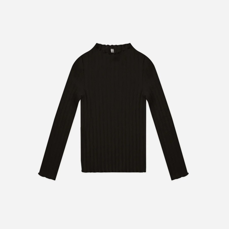 Rylee And Cru Rylee + Cru Ribbed Long Sleeve Tee || Black Shirts