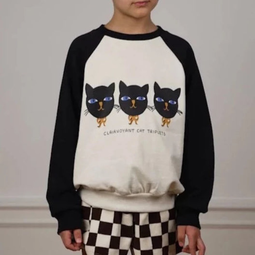 Mini Rodini Mini Rodini Cat Triplets Sweatshirt Offwhite Sweatshirts