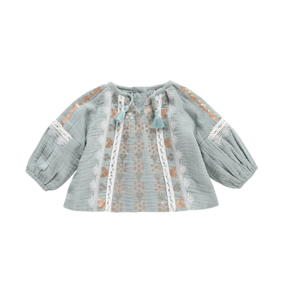 Louise Misha Louise Misha Blouse Sokiov Silver Cloud Blouses