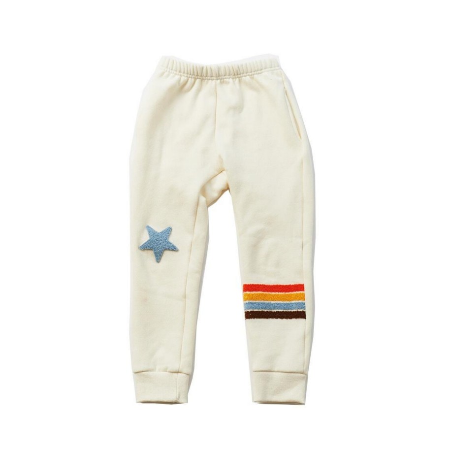 Petite Hailey Petite Hailey Rainbow Star Sweatpants White Pants