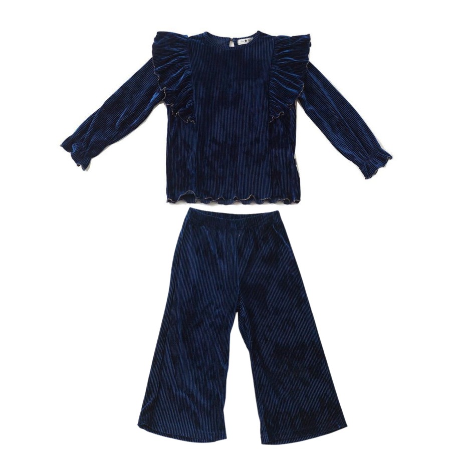 Petite Hailey Petite Hailey Velvet Ribbed Set Navy Sets