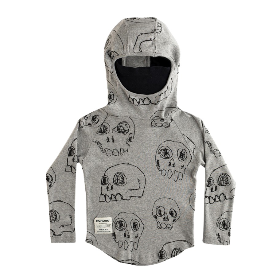 Nununu World Nununu World Scribbled Skulls Ninja Shirt Grey Sweatshirts