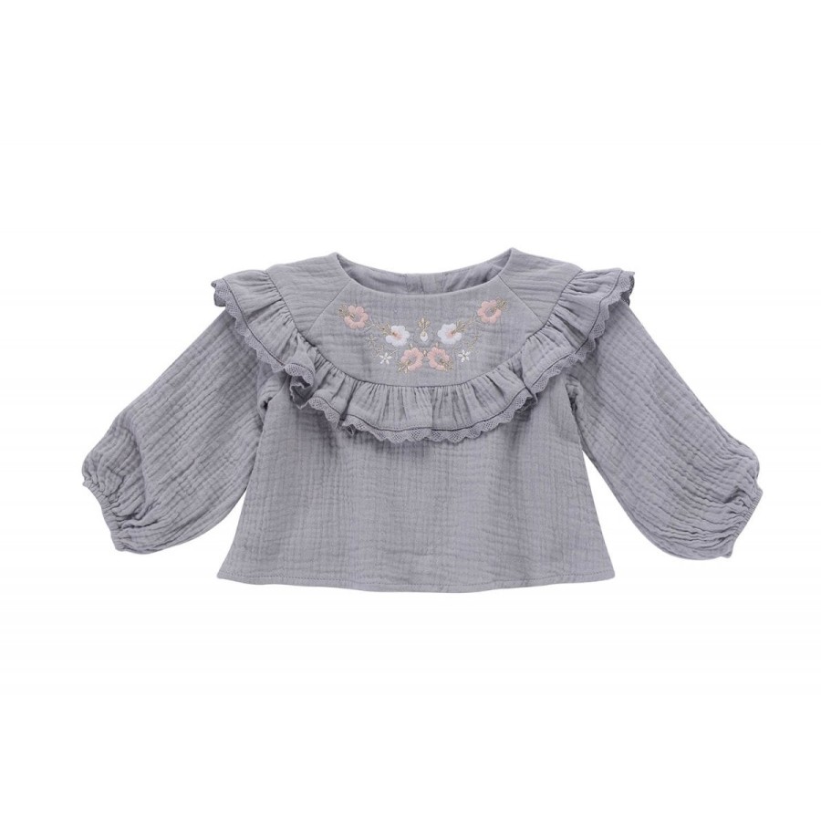 Louise Misha Louise Misha Top Nagyka Light Grey Blouse Blouses