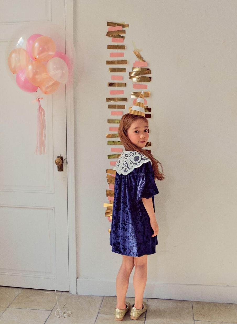 Petite Hailey Petite Hailey Lace Collar Dress Navy Dresses