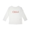 Chloé Kids Chloe Kids Girls White Logo Print Long Sleeve T-Shirt Shirts