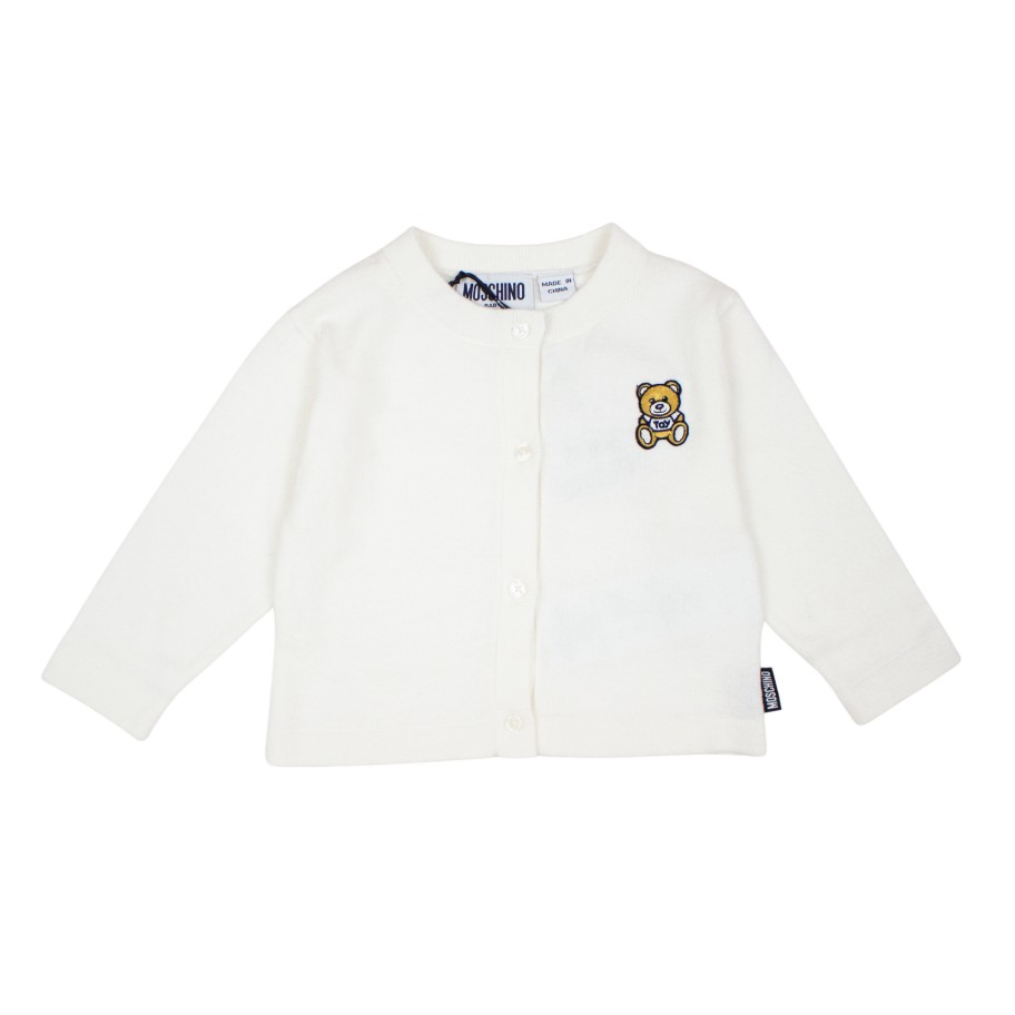 Moschino Moschino Kids Baby Cotton Cardigan Bear Batch White Cardigans