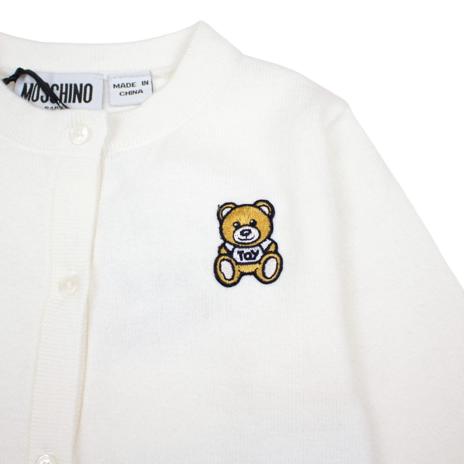 Moschino Moschino Kids Baby Cotton Cardigan Bear Batch White Cardigans