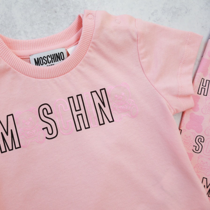 Moschino Moschino Baby Logo Print Bear T Shirt Pink Shirts