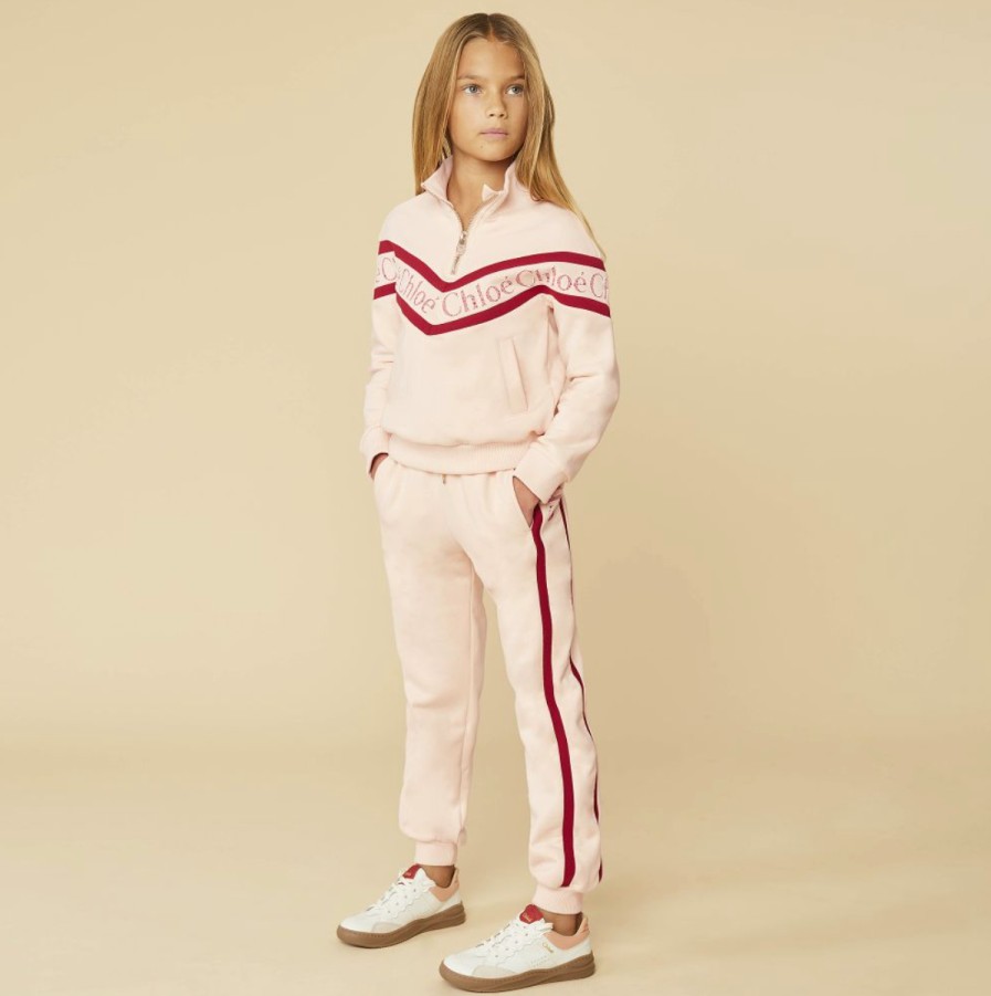 Chloé Kids Chloe Kids Girls Pink Logo Sweatpants Pants