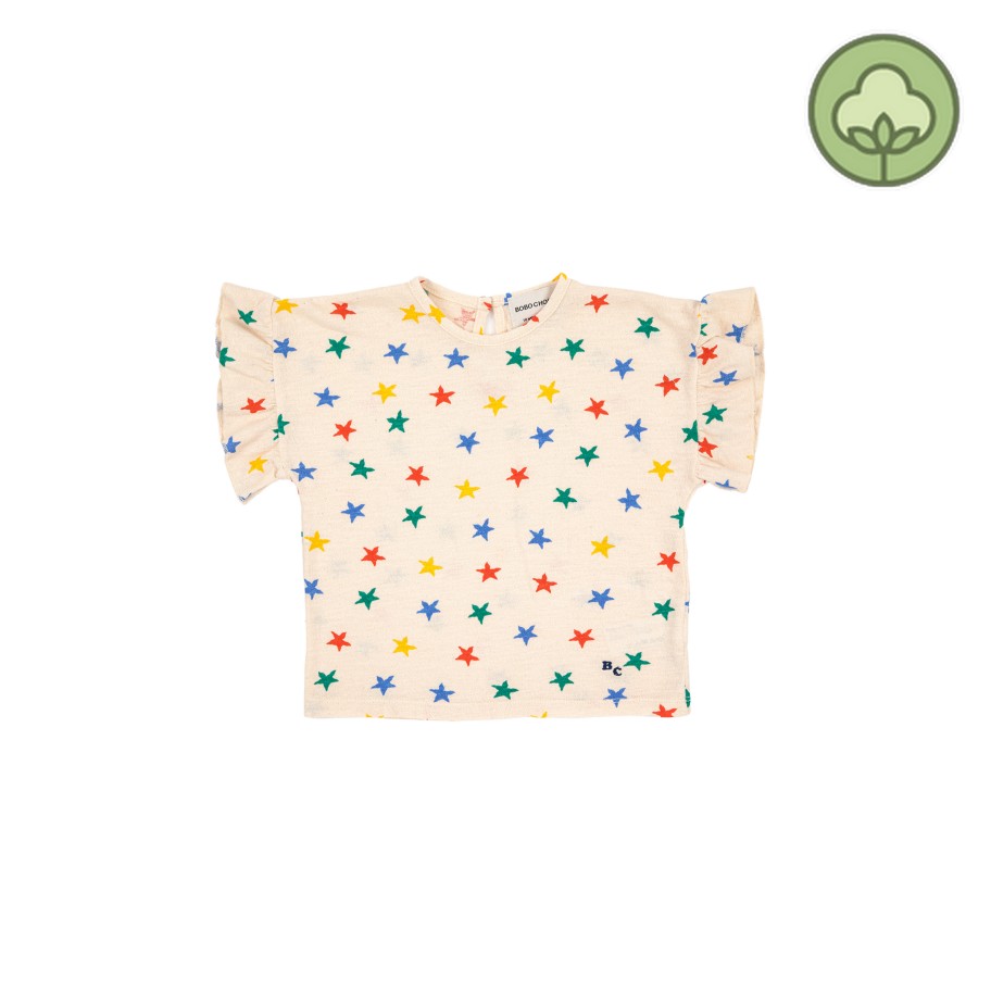 Bobo Choses Bobo Choses Baby Multicolor Stars All Over Ruffle T-Shirt Shirts