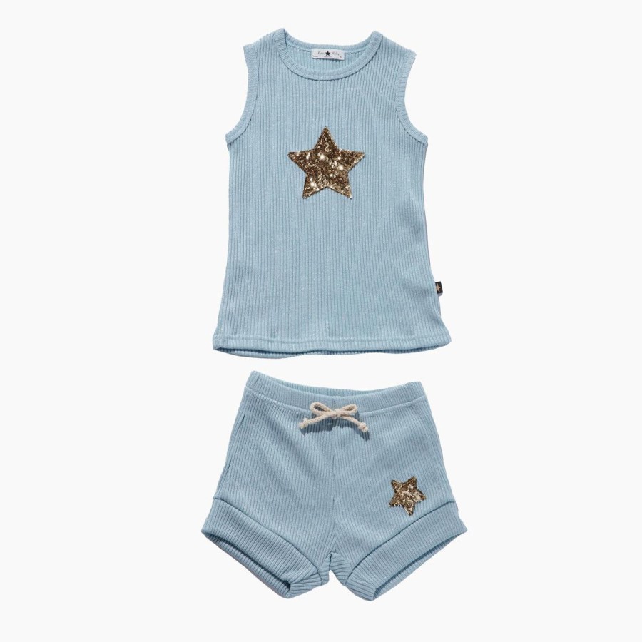 Petite Hailey Petite Hailey Glitter Star Set Skyblue Sets