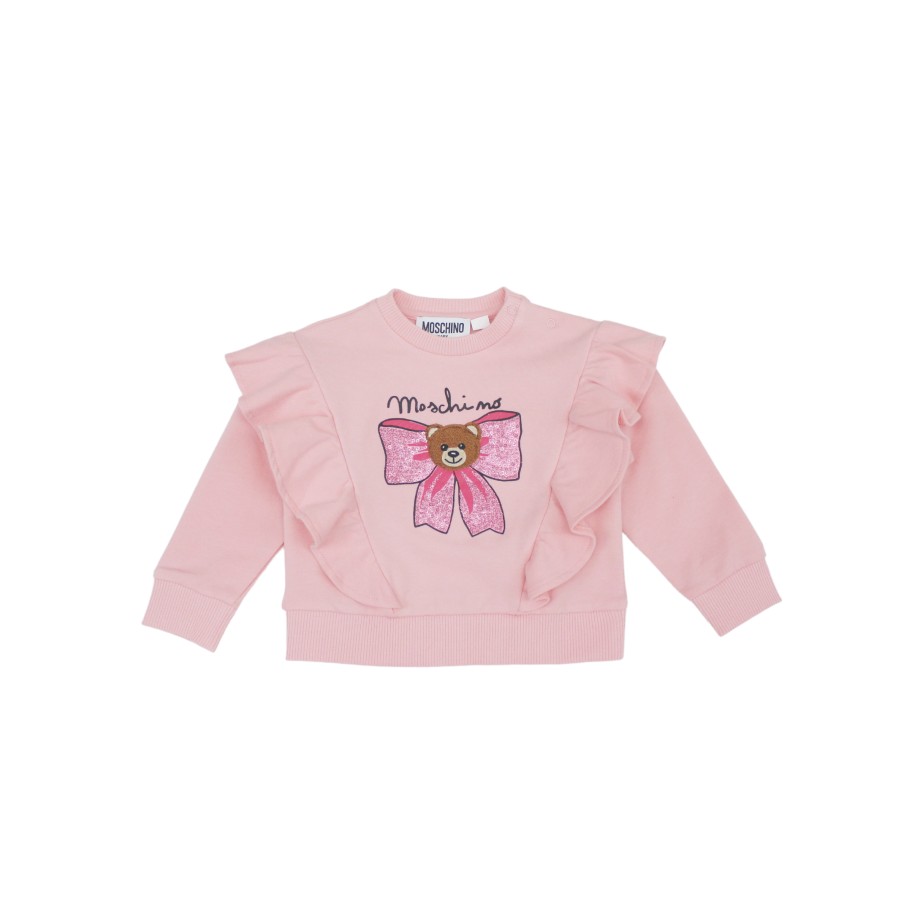 Moschino Moschino Baby Pink Bow Bear Ruffles Long Sleeve Shirt Shirt